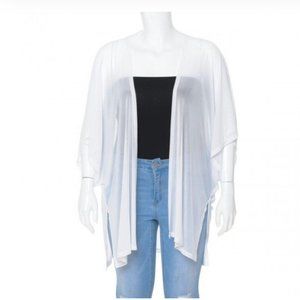 Plus Size White Mesh Elbow Sleeve Kimono Duster